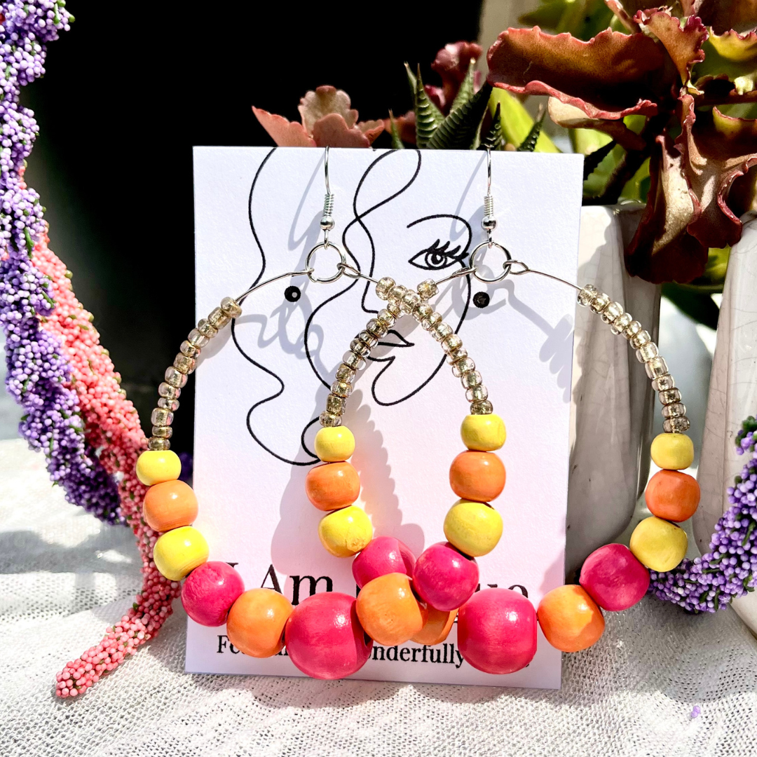 Attract Wood Bead Hoop Earrings, Earrings, I Am Unique, I Am Unique, I Am Unique Store, iamuniquedotme, Unique Carper, Unique Solutions, Virtual Assistant, Non-Profit Consultant