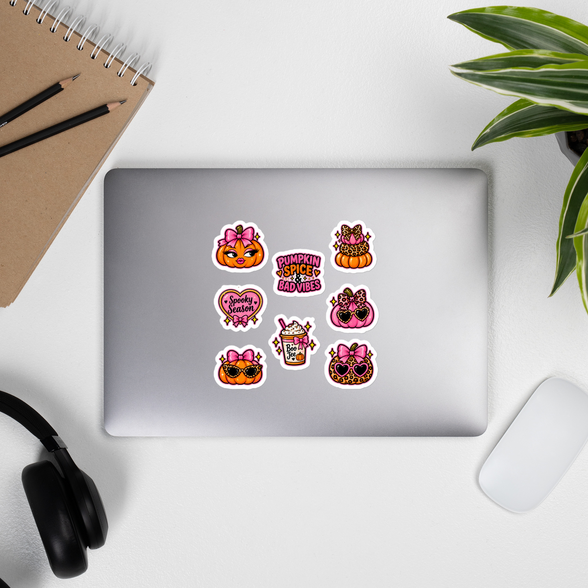 Glam Pumpkin Sticker Sheet | Pink & Leopard Fall Stickers