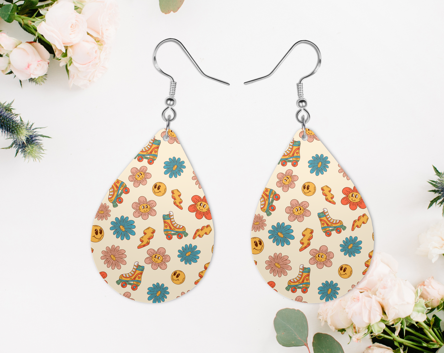 Groovy Skate Retro Teardrop Earrings