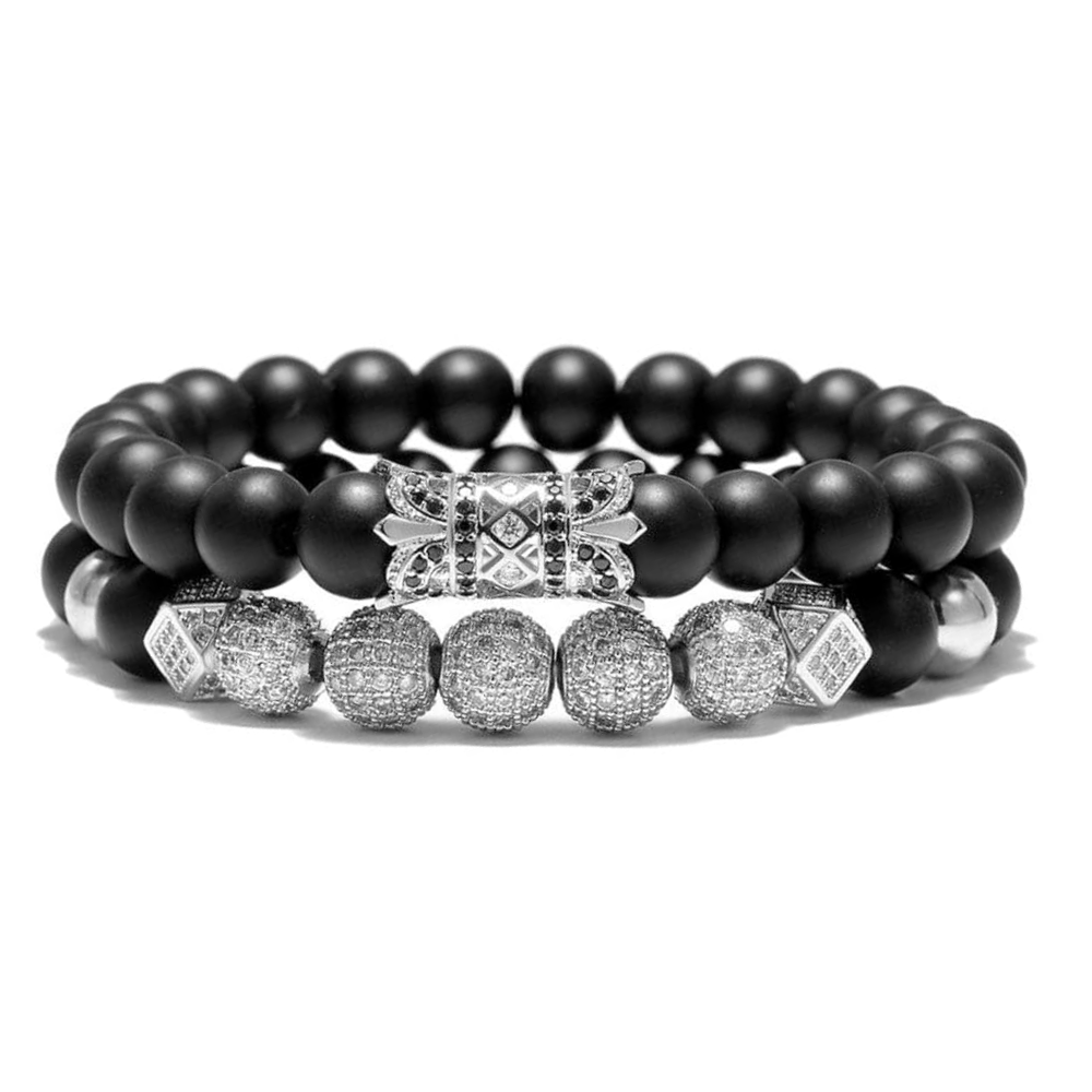 To My Husband: Matte Black Onyx Bracelet Set and Message Card