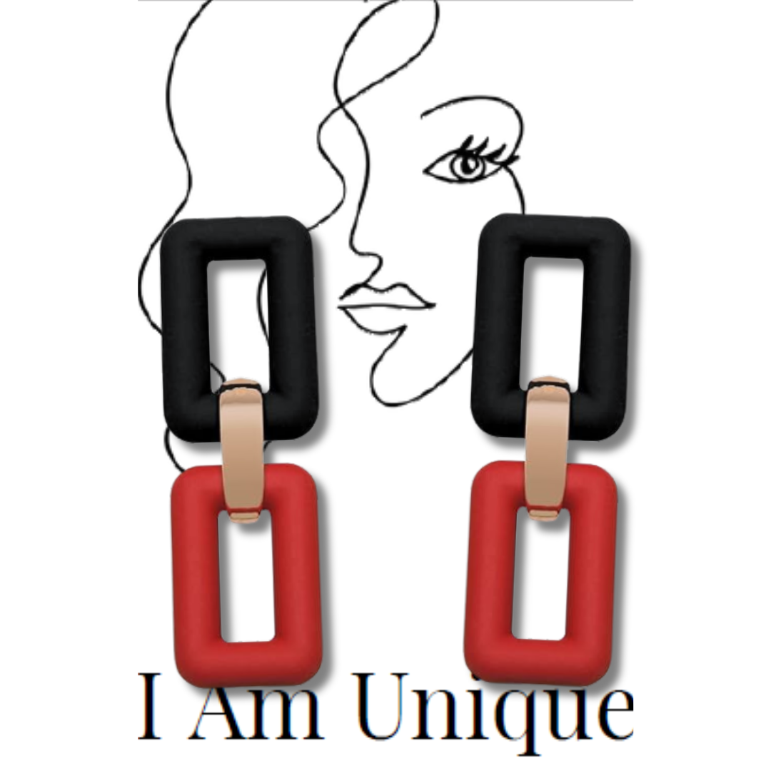 Raven and Fiery Red- Fiesta Luxe Link Drop Earrings