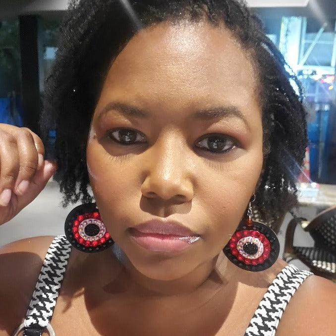 Unique Carper, Red Evil Eye Earrings