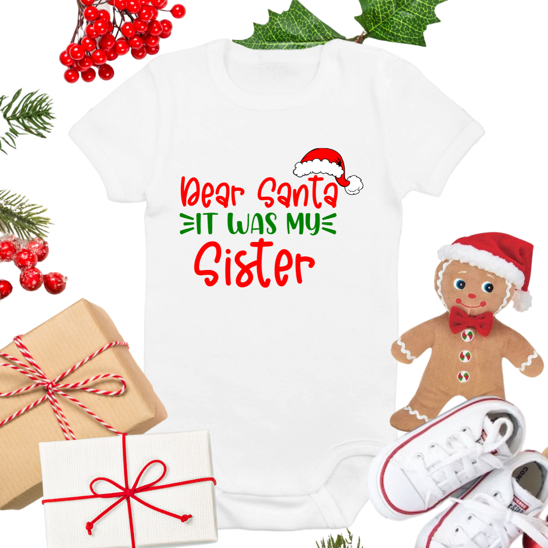Dear Santa It Was My Sister Youth Toddler and Baby Shirts