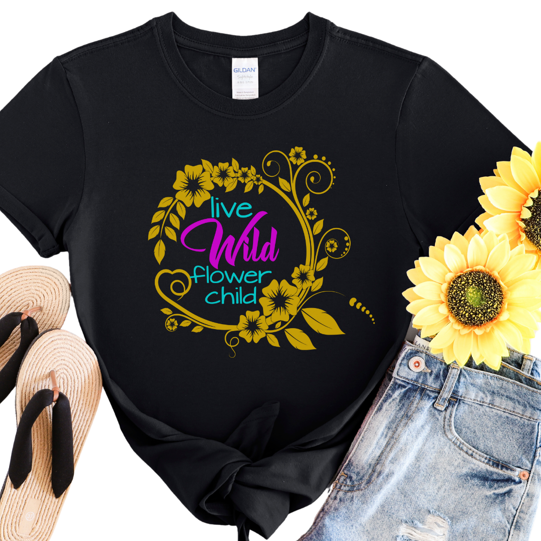 Live Wild Flower Child Women's T-Shirt, Women's T-Shirt | Fruit of the Loom L3930R, I Am Unique, I Am Unique, I Am Unique Store, iamuniquedotme, Unique Carper, Unique Solutions, Virtual Assistant, Non-Profit Consultant
