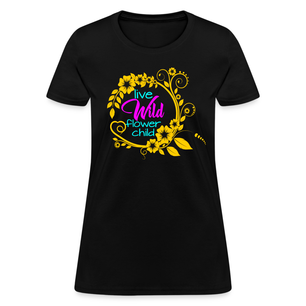Live Wild Flower Child Women's T-Shirt - black