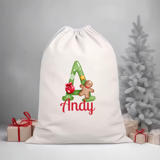 Gingerbread Man Personalized Santa Sack