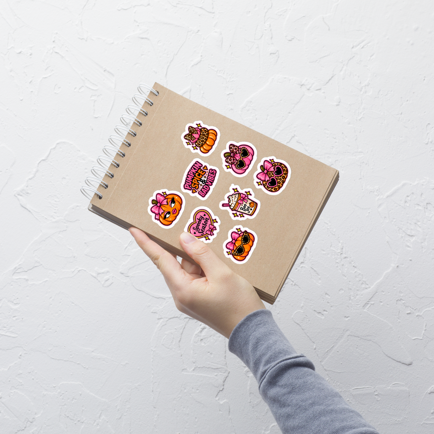 Glam Pumpkin Sticker Sheet | Pink & Leopard Fall Stickers