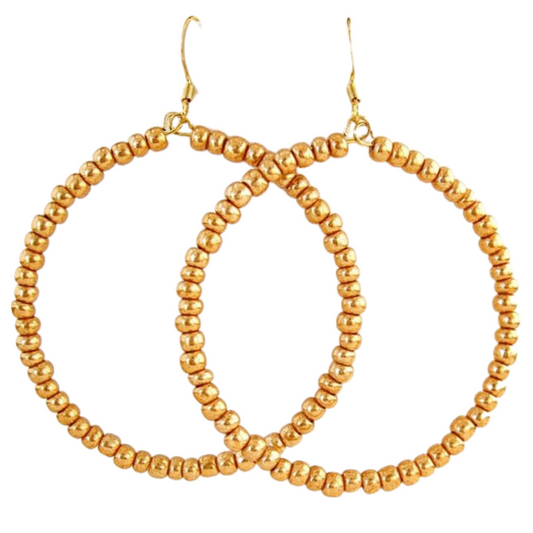 Luxe Loops Earrings, gold hoop earrings, beaded hoop earrings, i am unique, unique carper