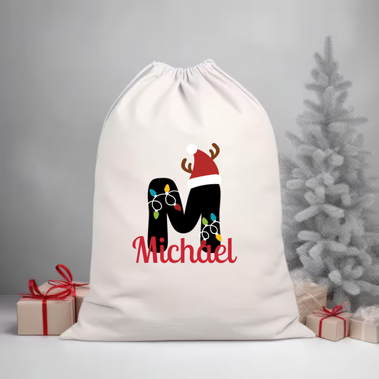 Christmas Lights Personalized Santa Sack