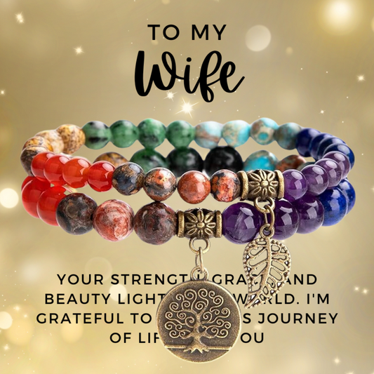 To My Wife: 7 Chakras Bracelet Set and Message Card
