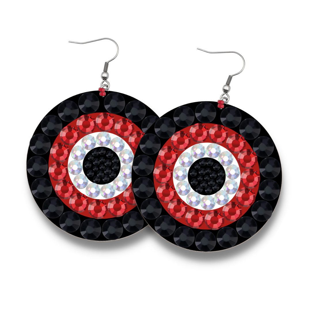 Red Evil Eye Wood Earrings