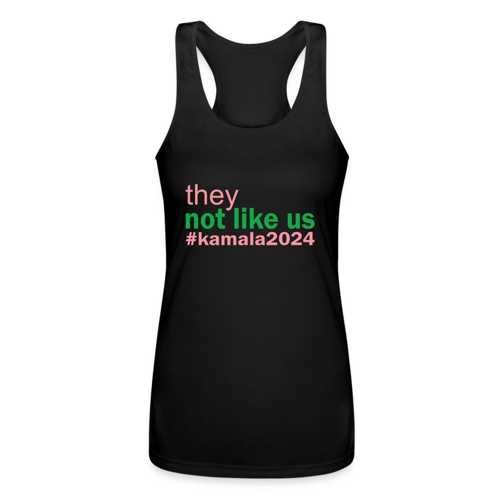 They Not Like Us Pink and Green Racerback Tank Top - black