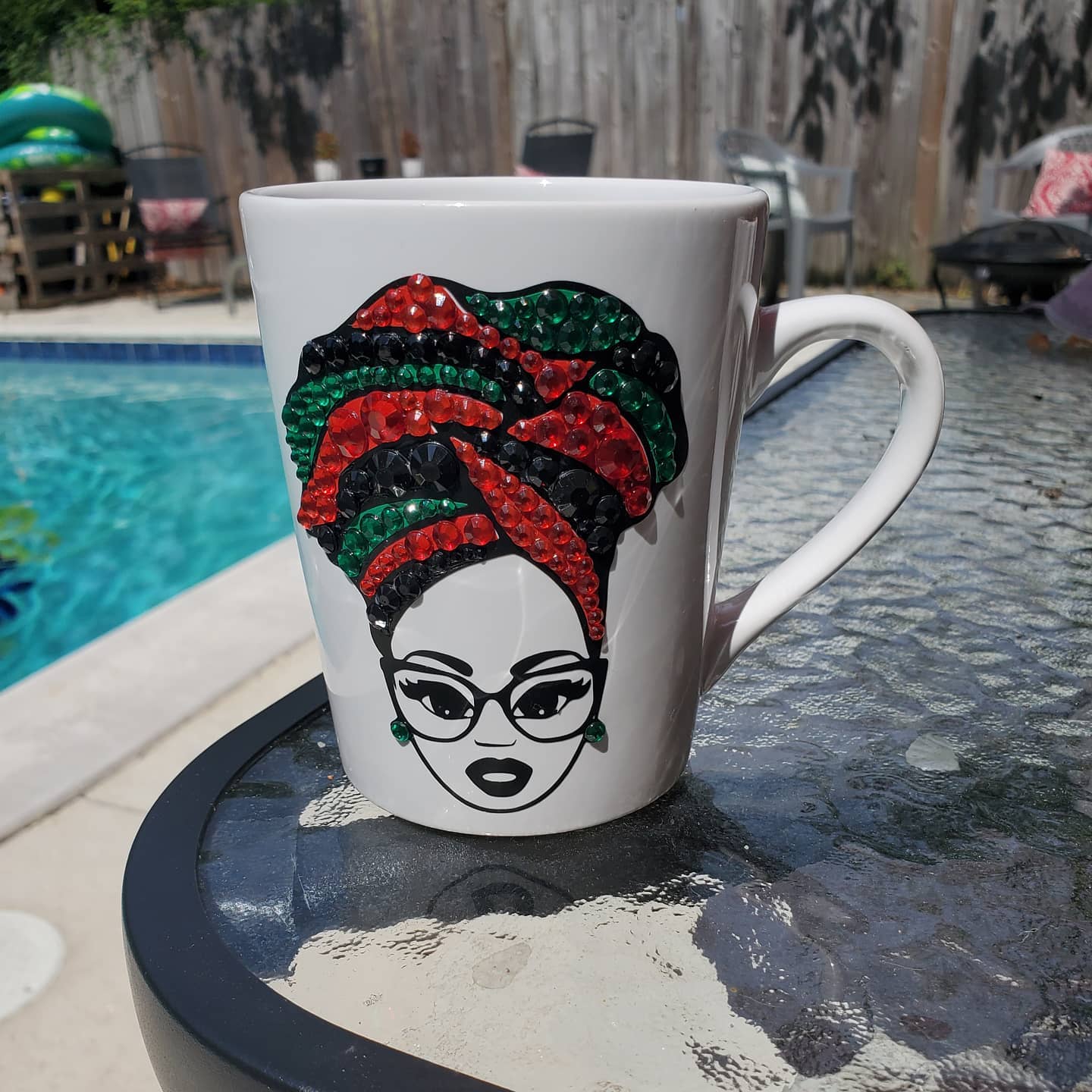 Headwrap Rhinestone Bling Mug Shirt Mug Earrings Bracelet - I Am Unique Unique Carper, Black Owned Business