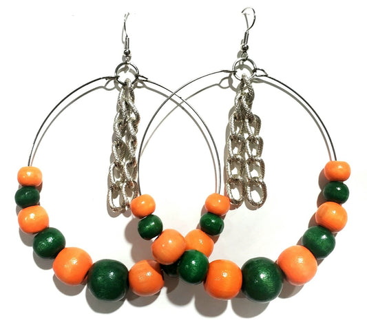 Orange and green hoop earrings, I Am Unique Unique Carper, Black Owned Business