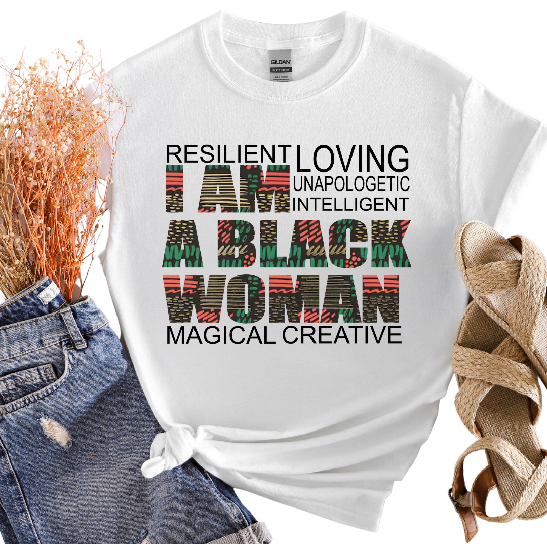 I Am A Black Woman African Print Shirt, Unisex Classic T-Shirt | Fruit of the Loom 3930, I Am Unique, I Am Unique,  I Am Unique Store, iamuniquedotme, Unique Carper, Unique Solutions, Virtual Assistant, Non-Profit Consultant