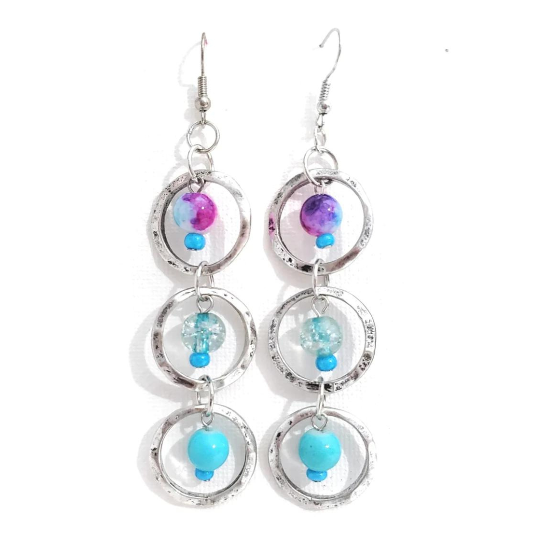 Serene Desire Drop Earrings, blue and purple earrings, blue and silver earrings, purple and silver earrings, i am unique, unique carper