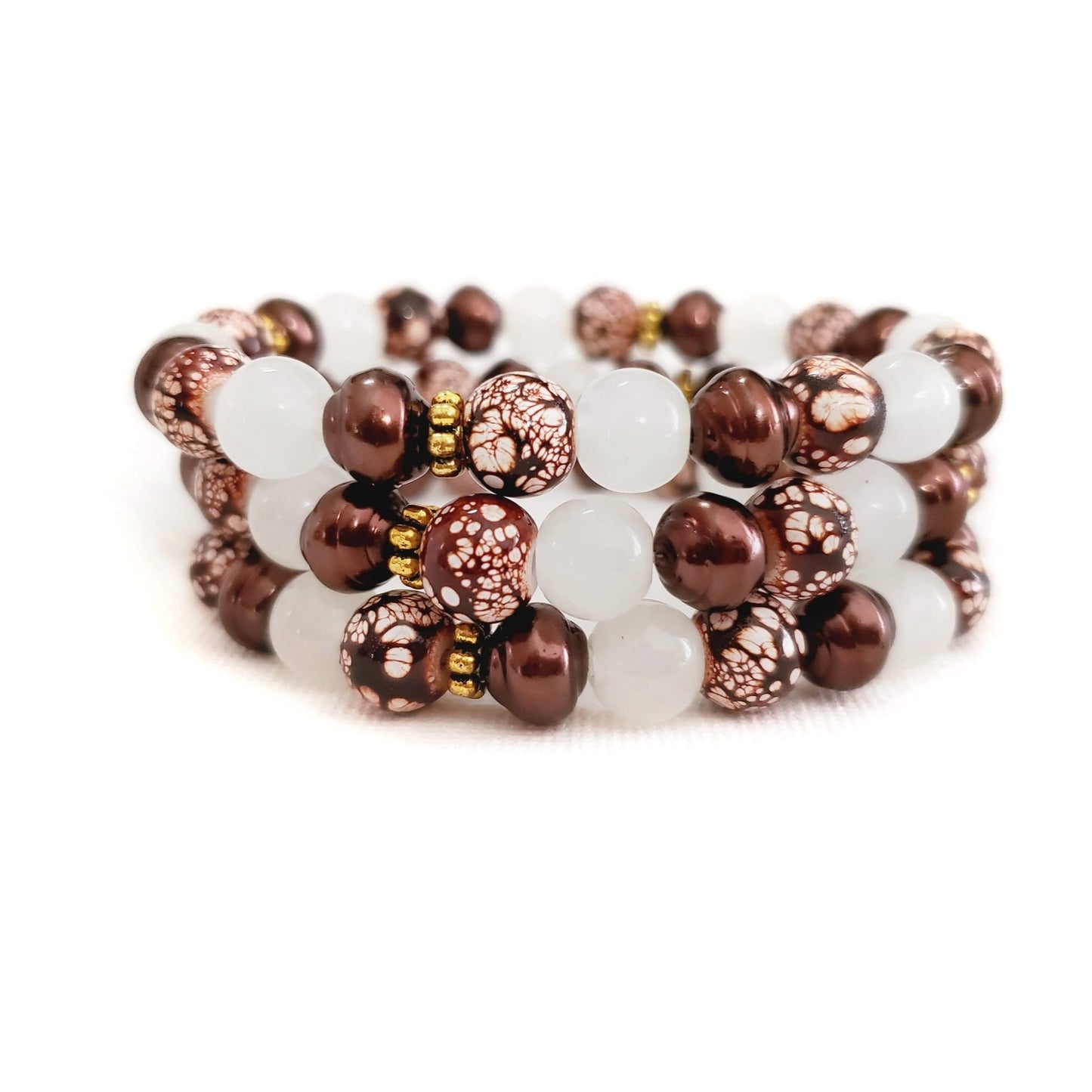 Pure Beauty Bracelet, brown and white bracelet, stackable bracelets, handmade bracelets, i am unique, unique carper