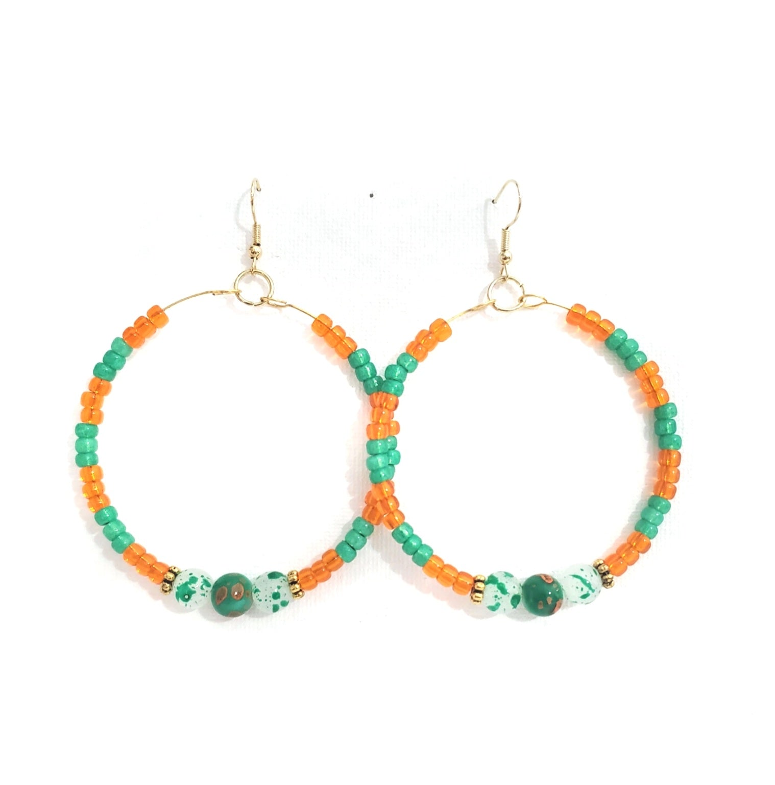 Orange and Green Hoop Earrings, Famu Earrings, Unique Carper, I am Unique