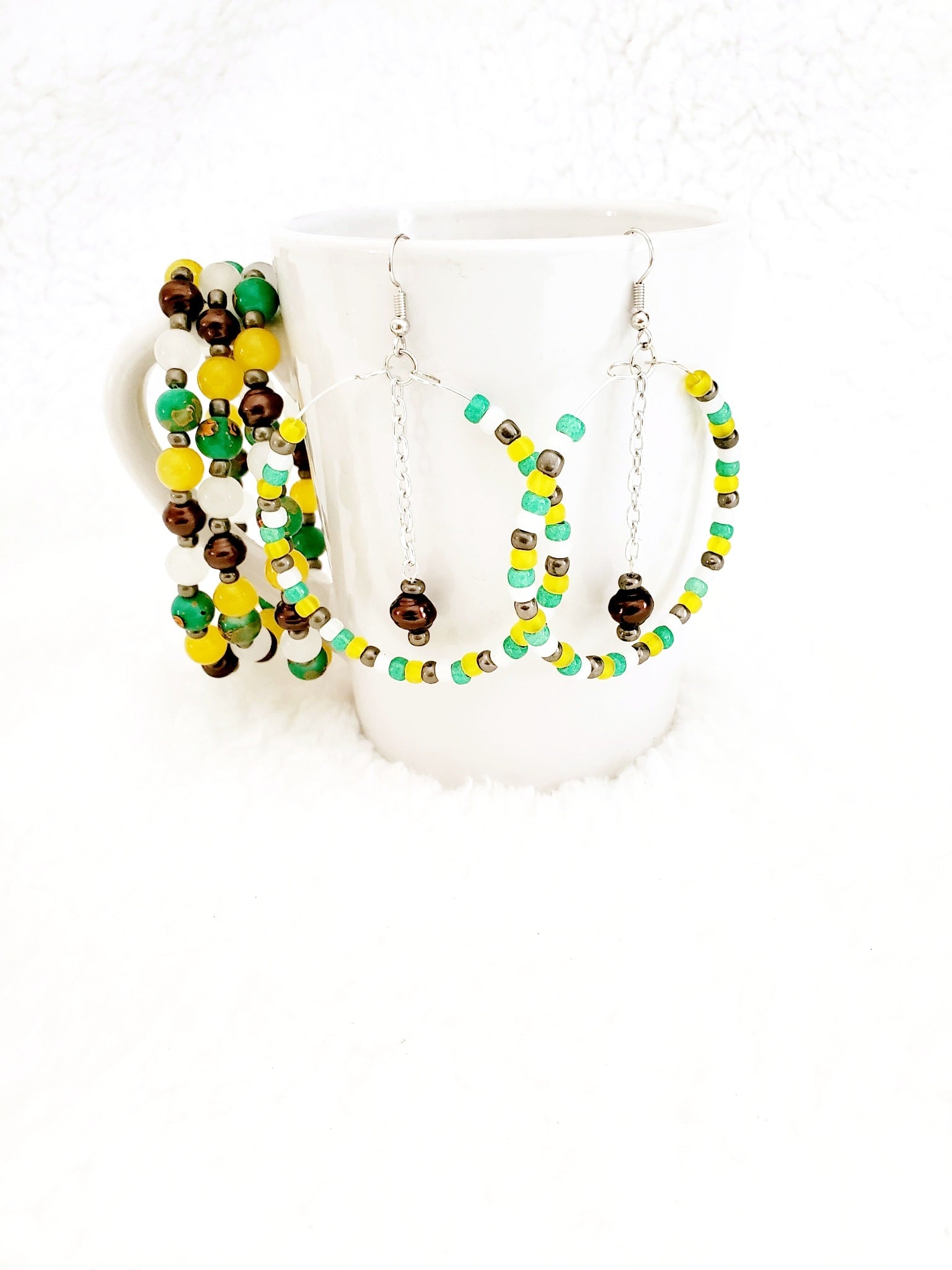 Joyful Earth Hoop Earrings Shirt Mug Earrings Bracelet - I Am Unique Unique Carper, Black Owned Business